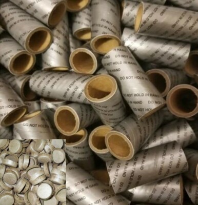 25pc 1'' x 2.5'' silver print firework kraft tube with paper caps