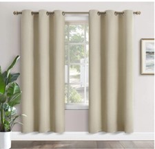 YoungsTex Beige Blackout Curtains-Thermal Insulated w/Grommet 84  Lx42  W 2 Panels
