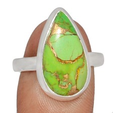 Composite Copper Green Turquoise 925 Sterling Silver Ring Jewelry s.10 CR63825