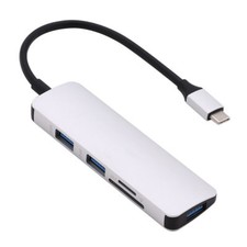 USB Type-C 5in1 Hub Adapter 3 USB 3.0 SD/TF Card Reader for HP Laptop Macbook