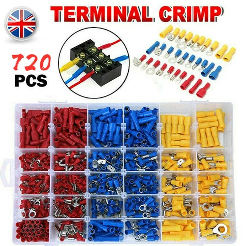 Gl Terminals Set 720PCS ASSORTED INSULATED ELECTRICAL WIRE TERMINALS CRIMP CONNECTORS ...