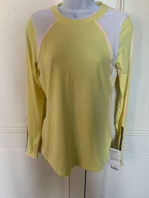 Lululemon Womens NEW Run Layer Me Light Yellow White Long Sleeve Top Zip $88
