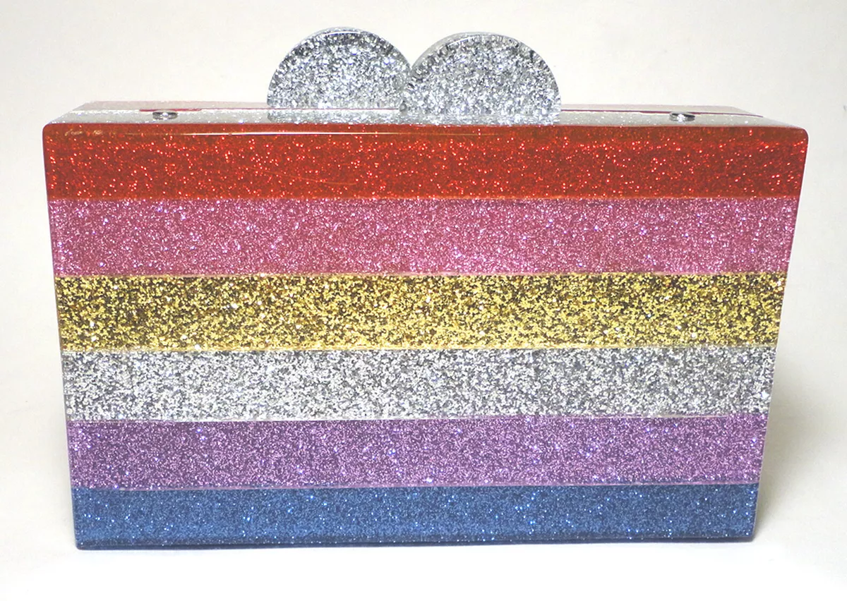 Rainbow glitter shop clutch bag