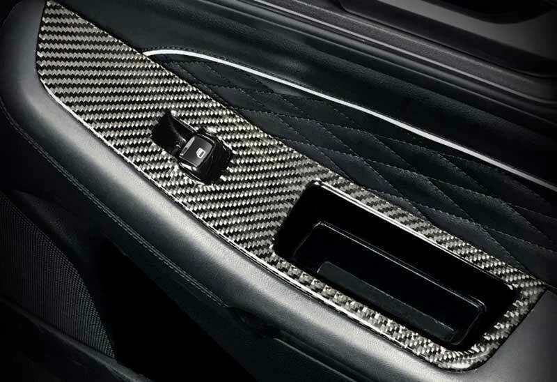 Painel de elevação de janela vinil fibra de carbono acabamento tampa interruptor 4 peças para Ford Edge 18-21 - Imagem 3 de 4