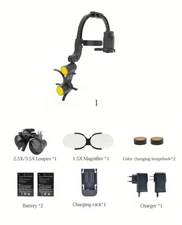 Dental Cordless Headband Double LED Head Light 3.5X Surgical Loupes & 1.5X Lens