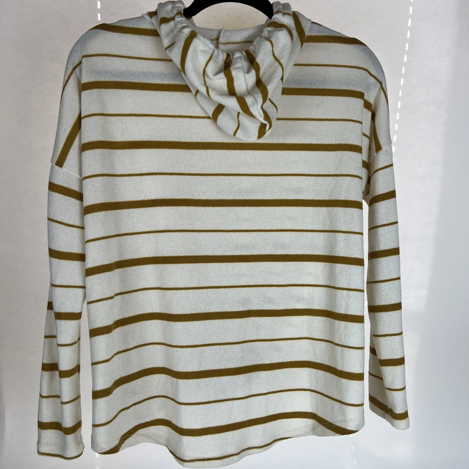 OFF WHITE Felpa con cappuccio a righe MTS donna taglia S M cravatta anteriore marrone crema