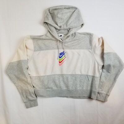 Sweat à capuche court Nike NSW ADN empilé multicolore Swoosh gris
