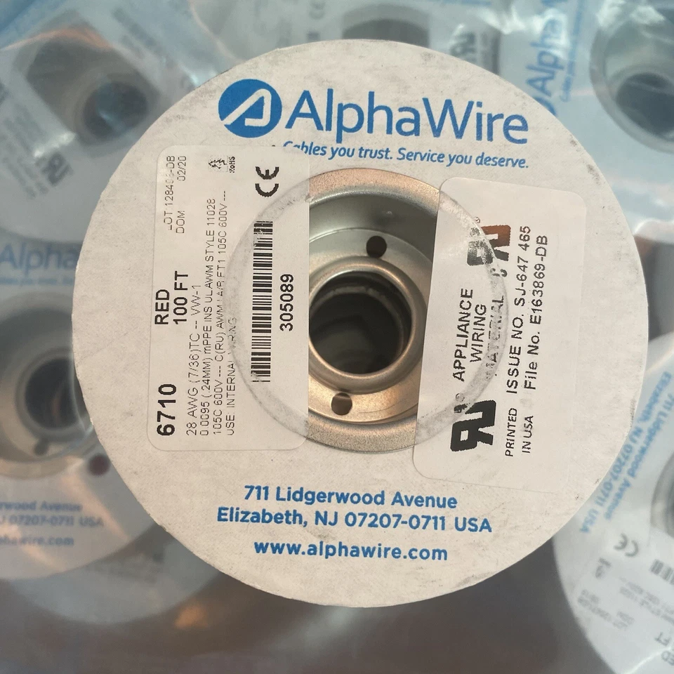 Alpha Wire 6710 Red Hook-Up Wire 100ft 28 AWG 600V 100’ RD005 (16 Available) Foto 4 de 4