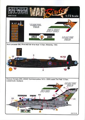 Kits World Decals 1/72 AVRO LANCASTER & PANAVIA TORNADO Commemorative Schemes