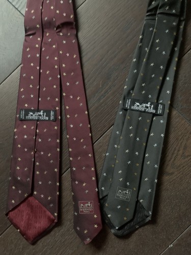2X HERMES Men's Silk Tie Made In France 'BRAND NEW' - Picture 3 of 3
