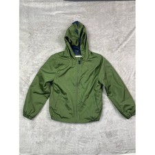 Carter's Boys Green Dinosaur Hooded Windbreaker Jacket Size 8 Full Zip Spikes