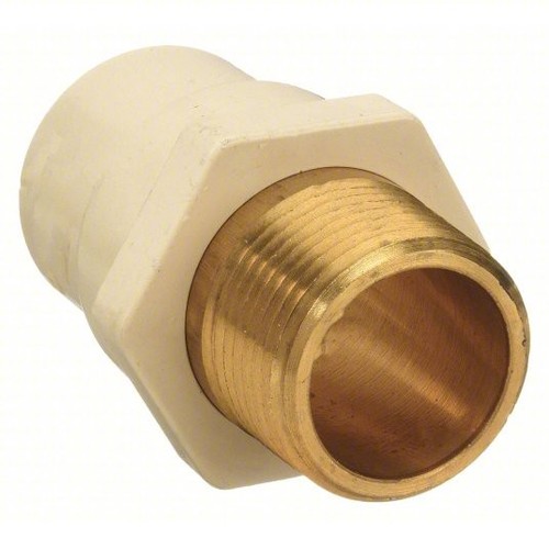 Sweat Fitting Adapter: Cup/Threaded, 1/2 in Pipe Size, CPVC, 100 psi Max Op Pres