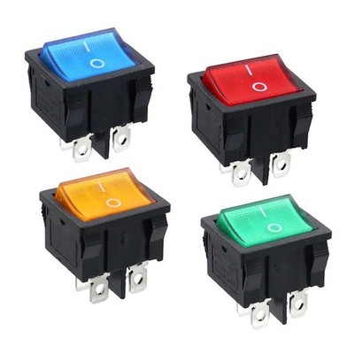 Kontroll-Wippenschalter 22x19mm 2-polig EIN/AUS 6A/250V I/O beleuchtbar 4 Farben