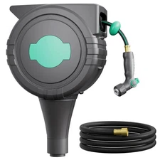 Retractable Garden Hose Reel 1/2" x 75 ft, Automatic Rewind Wall/Ground Mount...