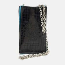 Borsa a tracolla Kenzo BlackBlue in vernice e pelle con tigre in rilievo