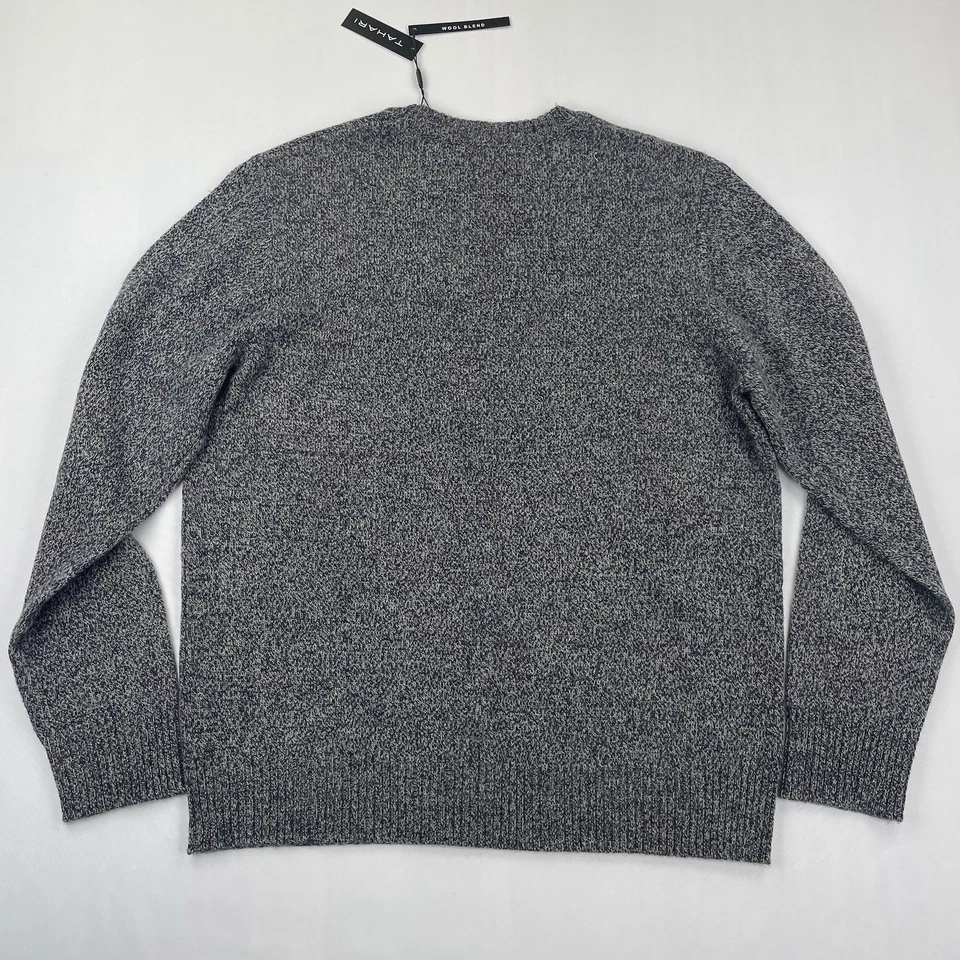 Suéter Tahari Mezcla de Lana Para Hombres L Azul Marino Tostado Mármol Tejido Manga Larga Cuello Redondo Nuevo con Etiquetas Foto 4 de 4