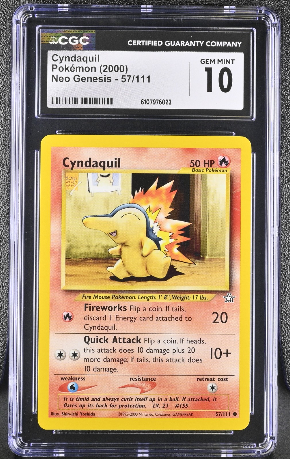 Cyndaquil 57/111 Neo Genesis-Unlimited Edition Pokemon Card CGC 10 LOW POP