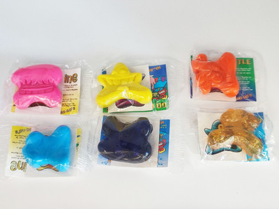 1996 TOY CRAZE - CRAZY BONES SKIPS POWER BOMBERS X6 SEALED GLITTER TRANSLUCENT 2