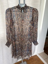Tommy Hilfiger Womens Size 4 Sheer Paisley Mock Neck Shift Dress Long Sleeve