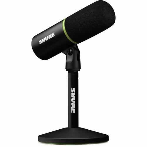 Shure MV6 USB Dynamic Cardioid Podcast Microphone w/ Stand, Headphone Jack