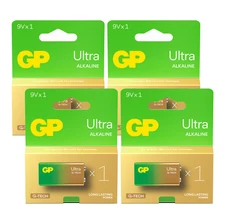 4 GP Ultra Alkaline G-Tech 6Lr61 9V Battery Long Life Power Blister Pack Exp 202