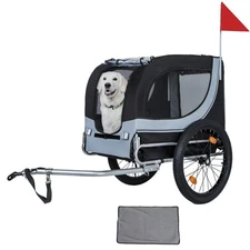 Large Folding Bike Trailer for Dogs – 100LB Capacity All-Terrain Pet Carrier, Du