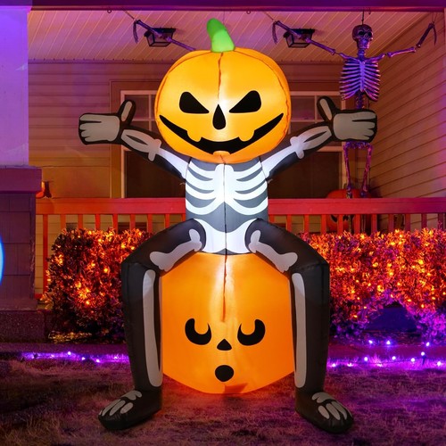 Halloween Inflatables Ebay Halloween Inflatables 5FT Skull Skeleton Pumpkin Head with Built-in ...