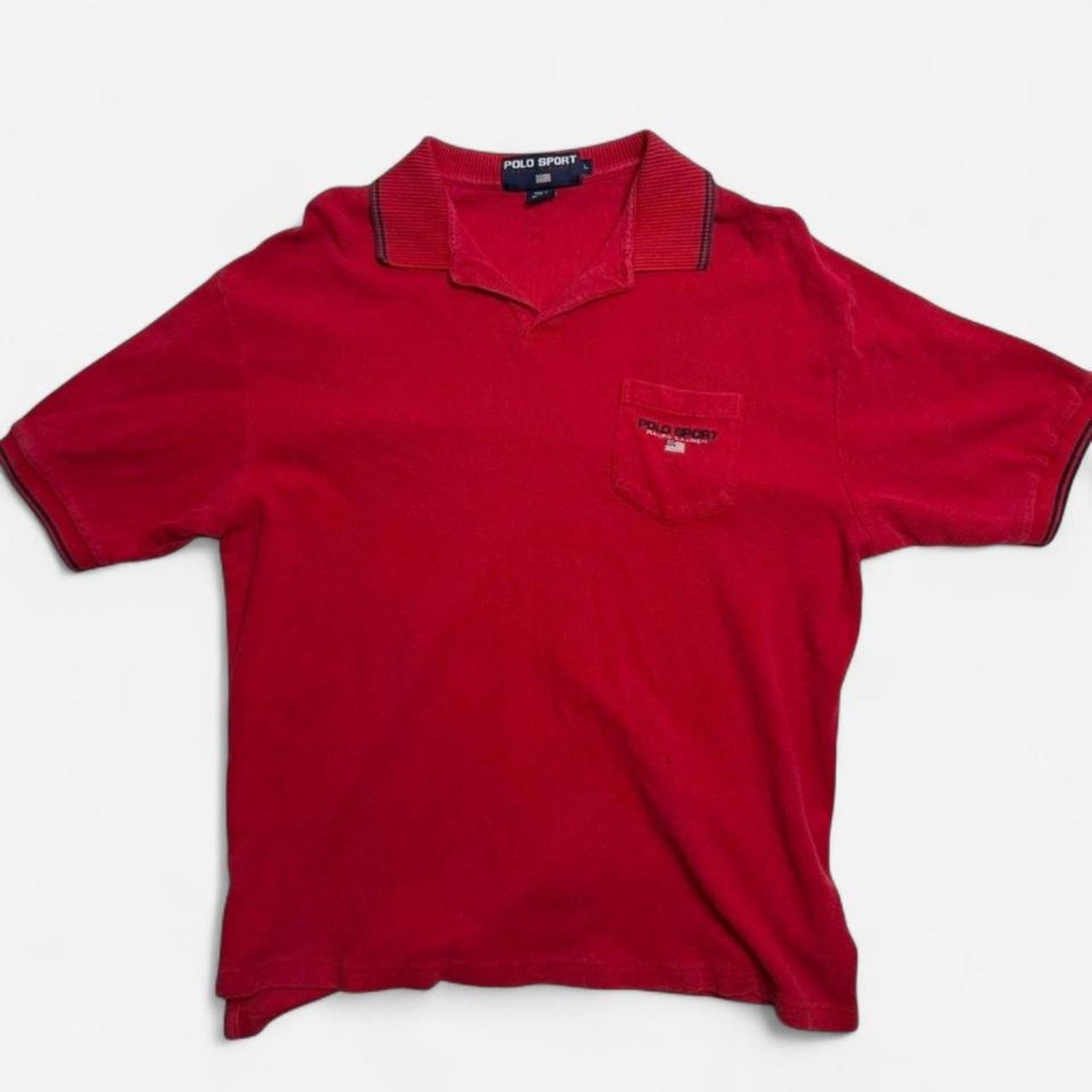 Vintage Polo Sport Ralph Lauren Pocket Polo Shirt Red Men’s Large USA Flag