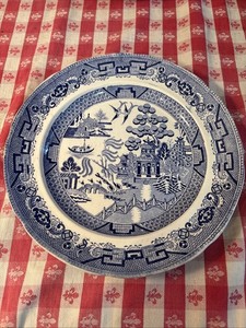 Mellor Antique Blue & White Japanese Plate 10.5 Inch Vintage Ironstone Pottery