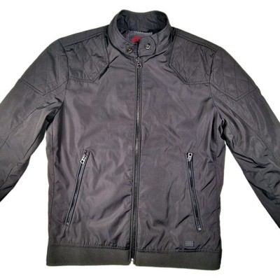 Diesel Industry Herren Teflon Bomber Biker Jacke Schwarz Full Zip Größe Medium 
