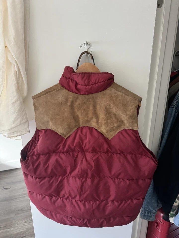 Chaleco acolchado Woolrich de colección rojo para hombre XL plumón de ganso bolsillos con cremallera completa hecho en EE. UU. Foto 4 de 4