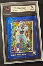 MICAH PARSONS   2021 OPTIC BLUE SCOPE RATED ROOKIE CARD # 245  GRADED KSA 9 MINT