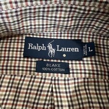 VINTAGE Ralph Lauren Blake Men's L Plaid 100 Cotton Button Down Shirt Hong Kong
