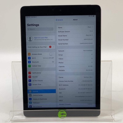 Unlocked Apple iPad Air 2nd Gen 32GB 12.4 Space Gray MNVU2LL/A