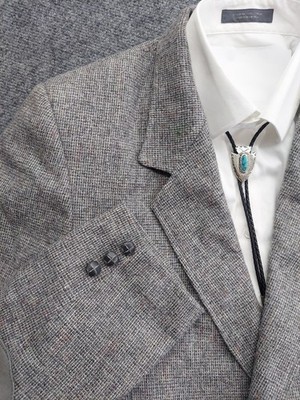 Vtg Pioneer Wear Blazer Jacket Mens 44 Gray Western Elbow Patch Wool Cowboy USA