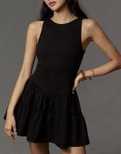 NWT Size S - Anthropologie Cotton Rib Tank Drop-Waist Twofer Mini Dress