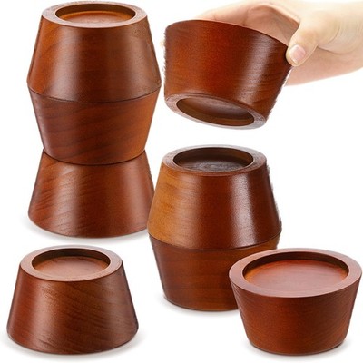 Set of 4 Solid Wood Furniture Risers Bed Risers Heavy Duty Round Furniture He...