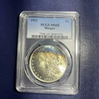 1921 Morgan Silver Dollar PCGS MS65 beautiful rainbow tone