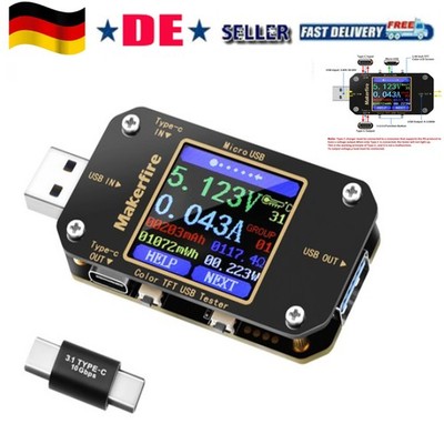 Type-C USB Tester Digital Voltmeter Amperemeter Volt Amp Bank Meter Multimeter
