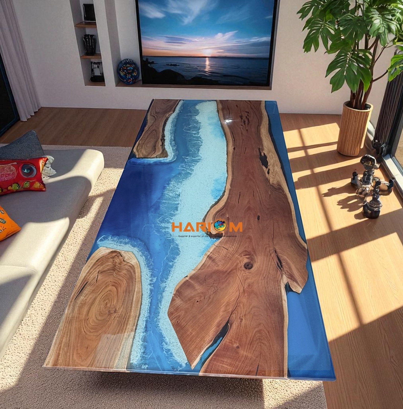 36x72 Live Edge Ocean Wave Resin Epoxy Wood Dining Table Top Furniture Decor-image