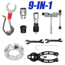 Bike Repair Tool Kit Crank Chain Cutter Extractor Bracket Freewheel Puller 9 Pcs