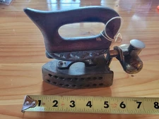  Antique Sad Iron Alcohol Fueled Tank Wooden Handle