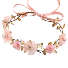 Pink Flower Crown Headband - Floral Headband for Women Floral Girl Headpiece Fai