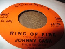 1963 JOHNNY CASH Ring Of Fire W/I'd Still Be There 7" Columbia 42788 Country VG