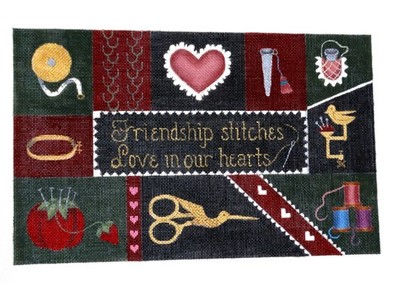 Hand Painted Needlepoint Canvas Sandy Jenkins  Friendship Stitches Love Hearts