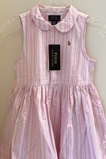 Polo Ralph Lauren Girls Striped Cotton Oxford Shirtdress Size 6X