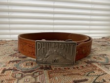 Boy Scout Philmont Pewter Buckle  Leather Belt 75th Anniversary