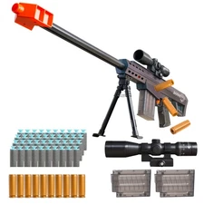 Sniper Rifle Barrett Soft Bullet Toy Gun,Shell Ejecting Foam Shotgun (with 60...