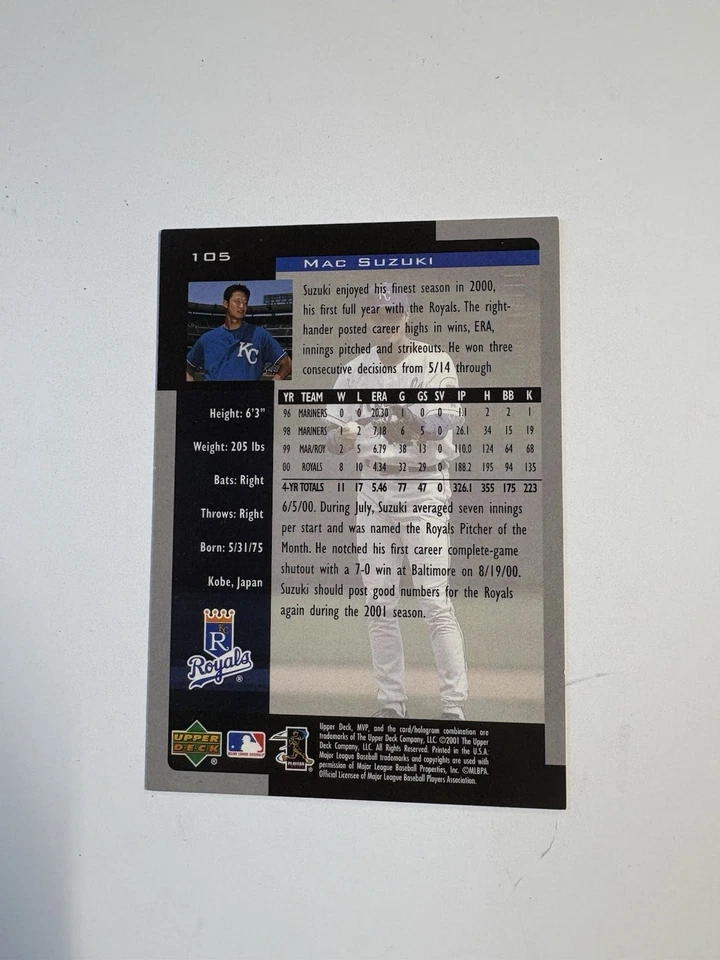 2001 Upper Deck MVP Mac Suzuki #105 KC Royals MLB Card - Image 2 of 2