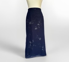 VTG Floral Polka Dot Maxi Skirt Navy Blue Women s Petite Size 8P